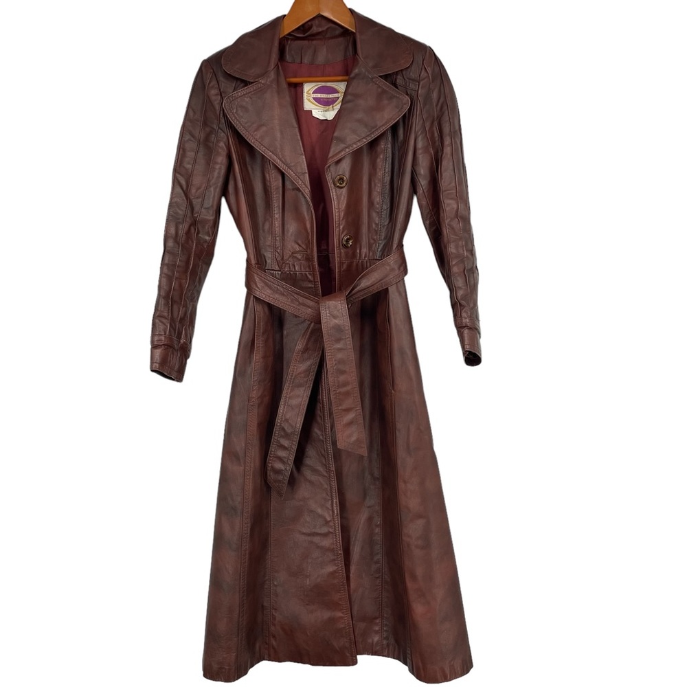 Vintage long leather trench coat The Brass Plum Nordstrom size small Medium